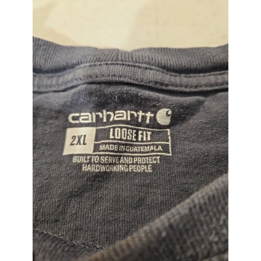 Carhartt T-Shirt Loose Fit Mens 2XL Short Sleeve Gray Crew Neck Pocket (315